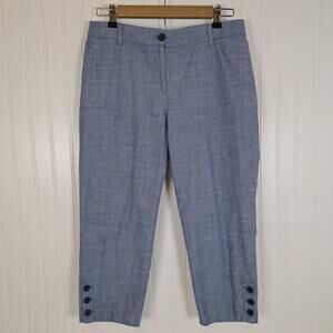 Talbots Perfect Crop Chino Pants Womens Petite 8P Blue 100% Cotton Tapered Leg
